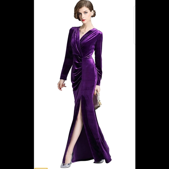 Dresses | Ababalaya Purple Velvet Dress 